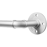 DEFYNEE Gardinenstange Silber, 80 bis 183 cm Industrial Vorhangstange Deckenmontage, 25mm Durchmesser, ausziehbare Gardinenstange für Terrasse, Glasschiebetür, Wohnzimmer