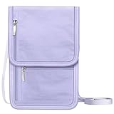 Fintie Brustbeutel, Reisepass Tasche RFID-Blockierung Reisegeldbeutel Handytasche, Multi-Taschen Hautfreundlich Umhängebeutel für Frauen Männer, Violett