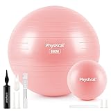 PhysKcal 55cm Pink Dicker Gymnastikball und 23 cm Pilatesball Set, Anti Burst Gymnastikball, Anti-Rutsch-Sitzball, Balanceball, Yogaball für Zuhause, Fitnessstudio und Büro
