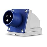 REV Caravan, CEE-Stecker Wand 230V, 3-polig, 1Ph + N+ PE, IP44, blau