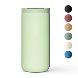 Vinsun Thermobecher Kaffee to go 380ml - Edelstahl, auslaufsicher, doppelwandig isoliert - Heiß & Kaltgetränke - grüner Kaffeebecher mit Deckel für Urlaub, Auto, Büro