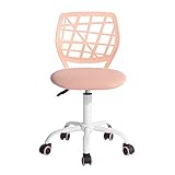 FurnitureR Bürostuhl Schreibtischstuhl Höhenverstellbar Stoffsitz Ergonomischer Arbeitsstuhl ohne Armlehne Hellrosa