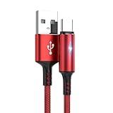 Typ-C-Ladegerät – geflochtenes Nylonkabel mit LED-Licht | Langlebiges USB-Schnellladekabel, sicheres Zubehör für schnelle Übertragung für Telefone, Tablets, Laptops, Konsolen, Computer, Headsets, Laut