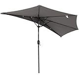 Angel Living 250cm Halbrund Sonnenschirm, Marktschirm,Terrassenschirm mit Kurbel für Garten,Terrassen,Höfe,Schwimmbäder,mit UV-Schutz 40+ Grau