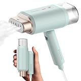 Newbealer Dampfglätter, 1200W Dampfbürste Steamer, 2 Dampfstufen Hemdenbügler, 20s Schnelle Erwärmung 180mL Faltbar und Tragbarer Dampfbügel mit Anti-Hitze-Handschuh für Reise und Zuhause, Grün