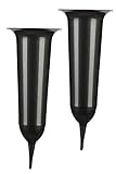 Tymar Grabvase, 2er-Pack, Friedhofsvase mit Erdspieß, Grabschmuck, Vase für Grab, Kunststoff (Graphit, ø 10 cm)