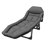 EYPKPL Gästebett Tragbares Campingbett, 6-Fach verstellbare Rückenlehne, zusammenklappbares Campingbett mit Matratze, Feldbetten für Camping, Traglast 150 kg, Klappbett schnell öffnen
