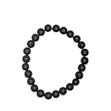 H&H Armband Naturstein Edelstein Perlenarmband Heilstein Powerarmband Kugel Perlen 8 mm (Onyx)