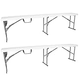 KARL HAUSMANN 2-er Set Klappbank mit Tragegriff, Klappbar 180 x 28 x 43 cm, Camping Sitzbank, Gartenbank, Campingbank, Bierbank faltbar Sitzgruppe Sitzgarnitur, Weiß