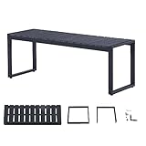 Mingone Gartenbank Wetterfest Sitzbank Parkbank Bank Holz Gartenmöbel für Balkon Terrasse Garten bis 200kg Belastbar,120cm Schwarz für 2