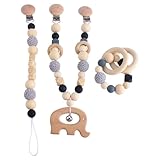 champracer 3 Stück Kinderwagen Spielzeug, Kinderwagenkette aus Holz und Baumwolle gehäkelt, Hängendes Rasselspielzeug, Niedliche Tierform Kinderwagenspielzeug, für Mädchen Junge (A)