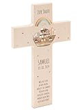 Bärenfreunde® - Personalisiertes Taufkreuz mit hochwertigem Spezial-Druck aus massivem Buchenholz - Taufe Geschenk - Holzkreuz Taufe (Arche Noah Tiere)
