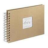 Hama Craft Spiral-Fotoalbum (Erinnerungsalbum für Hochzeit, Geburtstag, Taufe, 24 x 17 cm, 40 Seiten aus schickem Kraftpapier zum Personalisieren und Kleben, für bis zu 40 Fotos à 10 x 15 cm), Braun