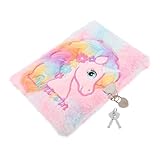 OSALADI Kawaii Plüsch Notizbuch mit Lock Cartoon Design Tragbar für Notizen für Reisen Leicht und Verarbeitung Perfektes