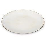 Deko-Teller 40 cm in Creme-braun Vintagelook - Flacher Teller als Tischdeko Kerzenteller