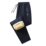 Jogginghose Herren Baggy Winter Trainingshose Warme Fleece Gefüttert Sporthose mit Tunnelzug und Taschen Outdoor Sport Laufhosen Gym Fitness Sweatpants Winterhose für Männer