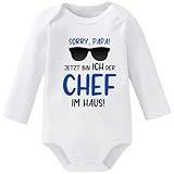 Ahoiikids Lustiger Baby-Body - 'Sorry Papa, Ich Bin Der Chef' - Unisex Baby Strampler, Geschenkidee für Jungen & Mädchen, Weicher Baumwoll-Body, Baby Outfit