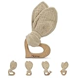 Baby HOLZ & STOFF Greifling personalisiert mit Namen | Mädchen & Jungen Lernspielzeug als Geschenk zur Geburt, Taufe | Greifring Beißring (Herz)