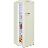 Exquisit Retro-Kühlschrank, ohne Gefrierfach, 229 Liter, groß, 5 Ablagen, Gemüsefach, Temperaturregelung, RKS325-V-H-161E magnolienweiss