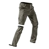 Herren Wanderhose Zip Off Trekkinghose Outdoorhose Atmungsaktiv Wasserdicht Softshellhose Entfernbar Schnell Trockend Outdoor Funktionshose mit Multi Taschen Jogginghose für Wandern,Fahrrad,arbeits