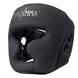 MaxxMMA Box-Kopfschutz, Verstellbarer Rundum-Schutzkopfschutz mit Stirnband, MMA-Training, Muay Thai, Sparring, Kampfsport, Karate(Schwarz, M)