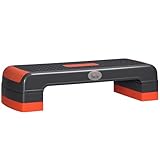 HOMCOM Aerobic-Stepper Steppbrett höhenverstellbar Fitness Heimtrainer mit 3 Stufen (10/15/20 cm) Indoor Outdoor Belastbarkeit bis 150 kg 78 x 28 x 10-20 cm Rot