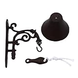 TOBBOMEY Rustikale Gusseisen Türglocke Vintage Wandglocke mit Klarem für Innen und Außen Handbetätigte Hängende Haustür Dekoration als und Gartendeko