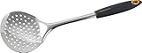 Fackelmann Abseihlöffel 34 cm SOFT, Küchenhelfer mit Funktionsteil aus Edelstahl, Schaumlöffel mit ergonomischen Griff (Farbe: Orange/Grau), Menge: 1 Stück