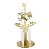 Kaladia Knox Lichter Glocken Spiel in Gold - Klingelpyramide - aus Metall - mit 4 weißen Kerzen