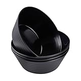 Doafoce 4er Schüssel 20cm Groß Schwarz Bowl Schüssel Unbreakable Salatschüssel Schalensets Suppenschalen aus Kunststoff Müslischalen für Kinder Erwachesene, Mikrowellen Spülmaschinenfest - 1200ml