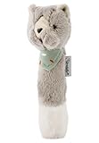 Sterntaler Baby Quietsche Katze Lilly - Baby Spielzeug aus weichem Flausch - Greifspielzeug für Babys - Erste Versuche im Greifen und Spielen, grau