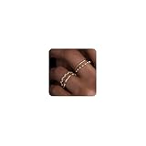 ZHESHY Ring Gold Set Frauen 14 Karat Vergoldete Goldene Ringe Goldring Stapelringe Zirkonia Fingerring Knöchelringe Daumenringe Wasserfest Statement Ring Gold Schmuck Für Damen Mädchen Größe 52-62
