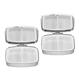 Yardenfun Kleiner Pillendose mit 2 Fächern aus Metall und Strasssteinen Kleine Tragbare Reisepillenbox für Handtasche und Hosentasche Glitzernder Medikamentenbehälter für Vitamine