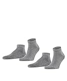 FALKE Herren Sneakersocken Happy Double Pack M Sn Baumwolle kurz einfarbig 2 Paar, Grau Light Grey Melange 3390, 43-46