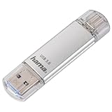 Hama 256GB USB-Speicherstick mit USB 3.0&USB 3.1-Type-C (2-in-1 USB-Stick, z.B. für Android Handy, Tablet, Computer, Notebook, MacBook, OTG, 70MB/s) USB-Typ-C Handy-Stick, Doppel Memory-Stick Silber