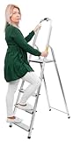 STREND PRO Trittleiter 5 Stufen Klappbar | max.125kg | Haushaltsleiter 5 Stufen | Stehleiter Alu für Arbeiten in Küche/Haushalt/Garage/Renovierung | Leiter 1,68m/2,97m | Aluleiter