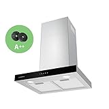 CIARRA CBCS6102 A++ Dunstabzugshaube 60cm 650m³/h mit CBCF003 Aktivkohlefilter Touch-Bedienung 4 Stufen Inkl. Booster Abluft Umluft Wandmontage Abzugshaube Edelstahl Silber