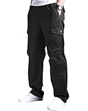 DUOLUVA Cargohose Männer Winter Arbeitshosen Herren Cargo Pants Männer Stretch Schwarz L