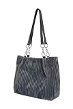Ulisty Damen Cord Tragetasche Lässig Shopper Umhängetasche Mode Schultertasche Täglich Einkaufstasche Cordtasche grau