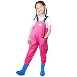Generisch 2025 - Wathose für Kinder, Jungen und Mädchen, Angel-Wathose mit Tasche für Kleinkinder, wasserdicht, Jagd- und Angel-Wathose mit Stiefeln Tumblr Kurze Hosen Mädchen (3-4 Years)