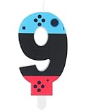 Geburtstagskerze mit Spielkontroller, Gaming-Party-Kerze, für Jungen und Mädchen 9th Geburtstagdekorationen, Blaue rote Zahl 9 Kerze, Spiel-Controller-Kuchenaufsatz für Geburtstagsdekorationen