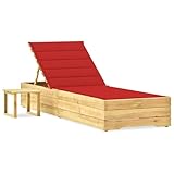 Vopese Garten-Sonnenliege mit Tisch und Auflage Kiefer Impr?gniert Loungesessel Stuhl Model3065930
