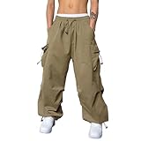 Arbeitshosen Männer Cargohose Oversized Wanderhose Streetwear Freizeithose Vintage Weites Bein Sweathose Fallschirmhose mit Gummizug Baggy - Weite Hose Herren Hip Hop Y2K Jogginghose