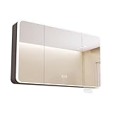 ZFGOJNBH Moderner Bad Hängeschrank mit Beleuchtung und Stauraum 3 in 1 Spiegelschrank für Schlafzimmer und Ankleidezimmer Schmuckschrank Innenspiegel Dunkelgrau Geschenk
