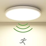 zemty LED Deckenleuchte mit Radar Bewegungssensor 19W 4000K, Flache Lampe mit Bewegungssensor Innen, 22cm 1800LM Runde Deckenleuchte IP44 Wandleuchte für Balkon Keller Flur Garage