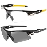 BDSHUNBF 2 Stück Sport Sonnenbrille Sportbrille, Fahrradbrille Winddicht, Schnelle Brille, Schnelle Brille Rave, Radfahrer Brille für Herren Damen UV400 Schutz für Outdooraktivitäten Radfahren Laufen