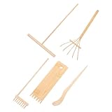 Beaupretty 5 Stück Teiliges Zen Garten Sandkasten aus Robustem Bambus Inklusive Mini Sandrechen Verschiedenen Formen für Trockene Landschaften und Meditation für Entspannung und Dekoration