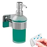 bremermann Bad-Serie Lucente Tape - Seifenspender selbstklebend Glas & Edelstahl, verchromt - kein Bohren 3M Klebebefestigung