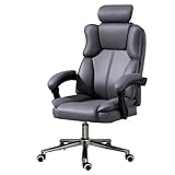 LULUMAIC Liegender Bürostuhl, großer und hoher Bürostuhl mit verstellbaren Armlehnen und Rückenlehne, großer Chefsessel mit hoher Rückenlehne, verstellbare Lordosenstütze, Managerstuhl (/Schwarz, A)