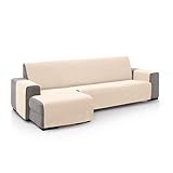 FAVERTI® Sofaüberwurf für Chaiselongue, Eckteil rechts 240 cm (vorne), Modell Pego, natürlich, Chenille, extra weich, hochwertiger Chaise-Schutz, recyceltem Material